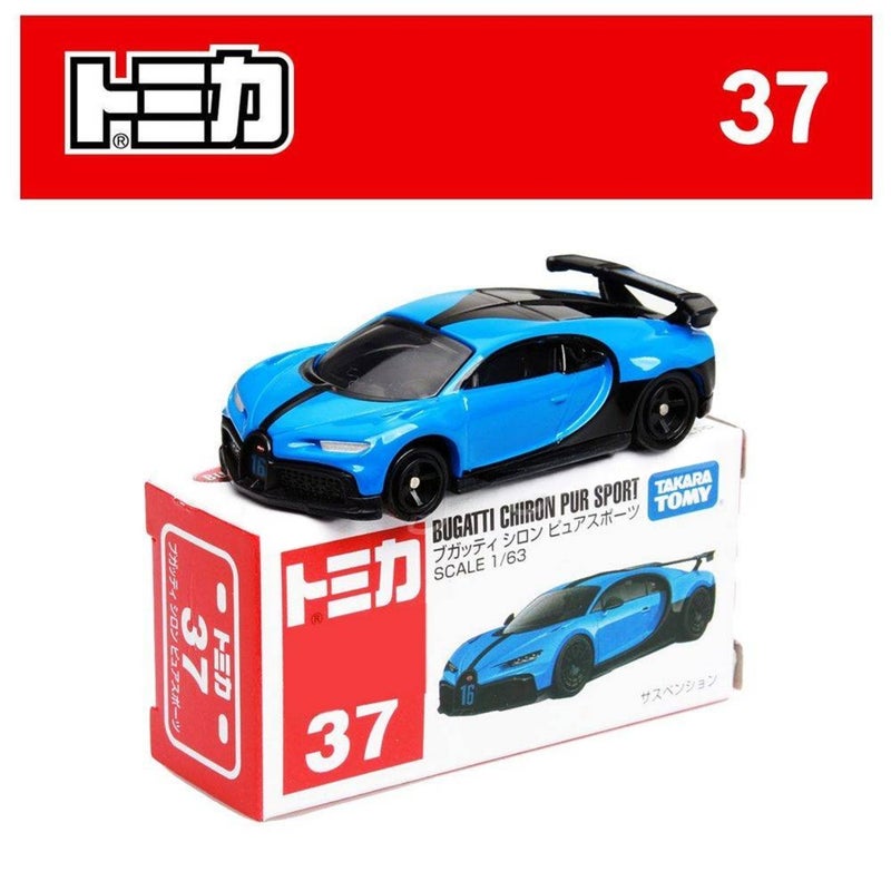 TAKARA TOMY تاكارا تومي توميكا 37 بوجاتي شيرون بور سبورت سيارة مصبوبة (1:63، أزرق/أسود) - Image 1